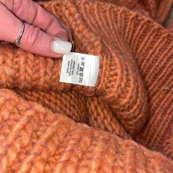 Madewell sweater turtleneck chunky knit burnt orange wool/alpaca blend SZ XS - Picture 7 of 9